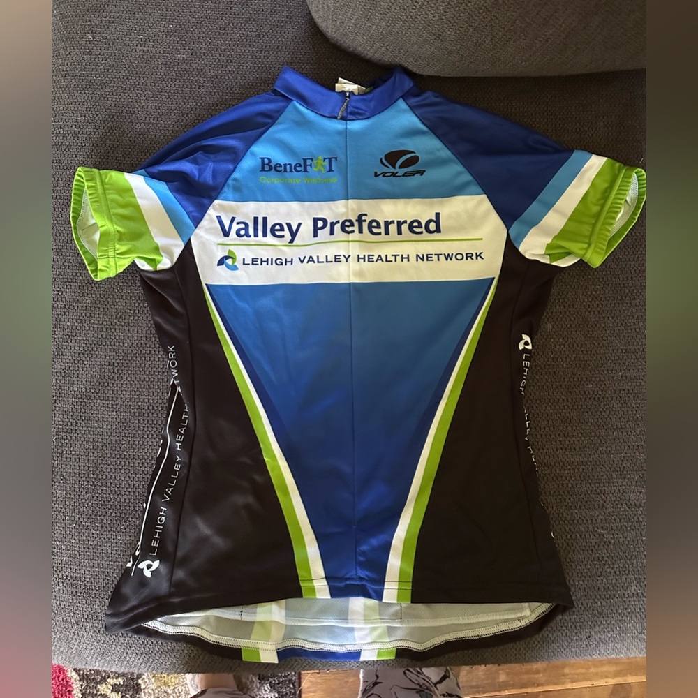 Valley Preferred Lehigh Valley Health Network Cycling Jersey - Blue & Lime
